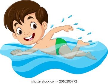 Cartoon Little Boy Swimmer Swimming Pool Stock Vector (Royalty Free ...