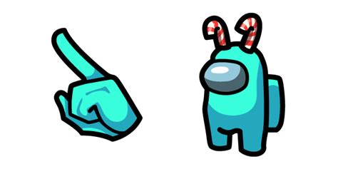 Among Us Cyan Character in Candy Canes cursor – Custom Cursor