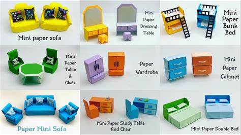 9 EASY MINI PAPER FURNITURE CRAFT IDEAS | Paper Craft/ Doll House Craft Ideas/ school hacks ...