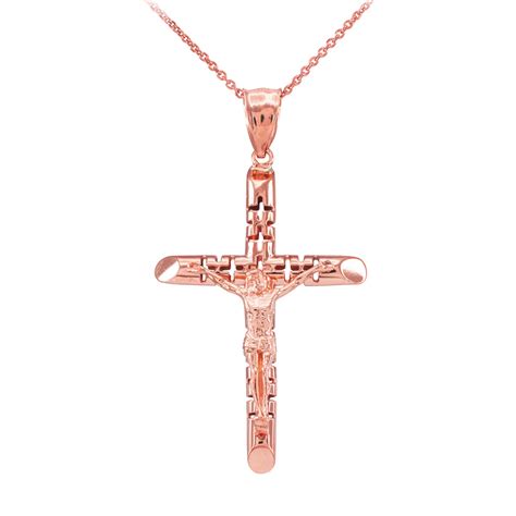 Rose Gold Catholic Crucifix Charm Pendant Necklace | Gold Catholic ...