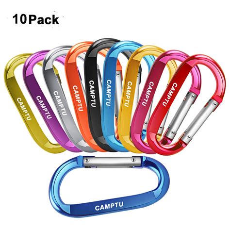 Large Aluminum Keychain D Shape Carabiners Durable Carabiner Clip Hook ...