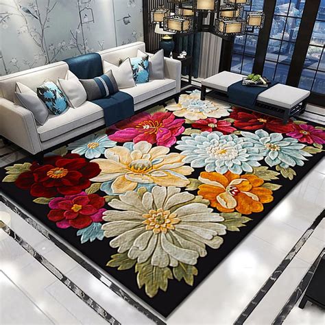 Amazon.com: Qkjtyt Modern Colorful Blooming Flowers Area Rug for Living Room Bedroom Boho Floral ...