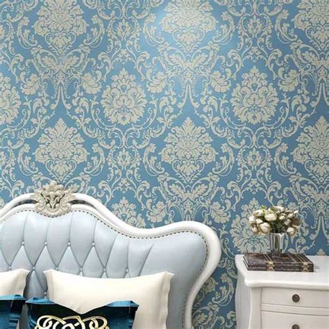 Royal Blue Damask Wallpaper