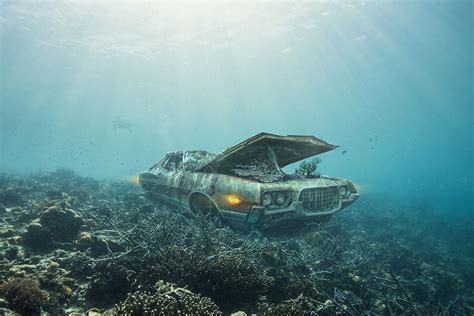 Underwater Cars - Scramble Studio on Behance Underwater Sea, American Classic Cars, Abandoned ...