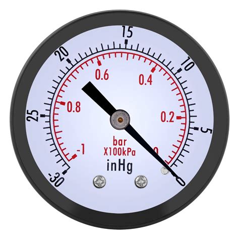 0~-30inHg 0~-1bar Vacuum Pressure Gauge 50mm Dial Pressure Meter Manometer for Air Water Gas Oil ...