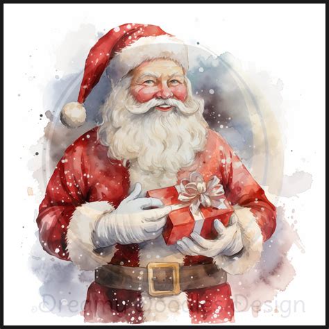 Watercolor Santa Claus Clipart - Etsy