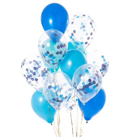 Pack Of 14 Peacock Blue Confetti Balloons By Bubblegum Balloons ...