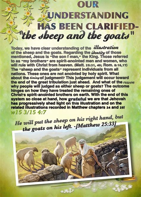 OUR UNDERSTANDING HAS BEEN CLARIFIED-"the sheep and the goats" : He ...