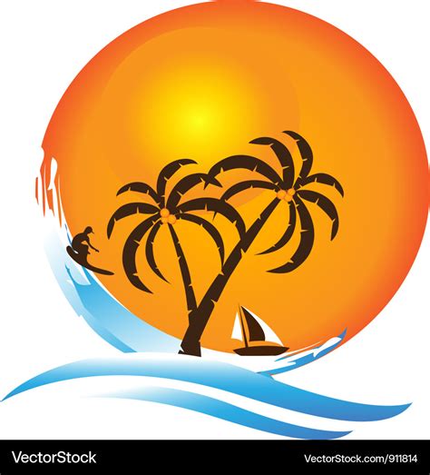 Tropical island paradise logo Royalty Free Vector Image