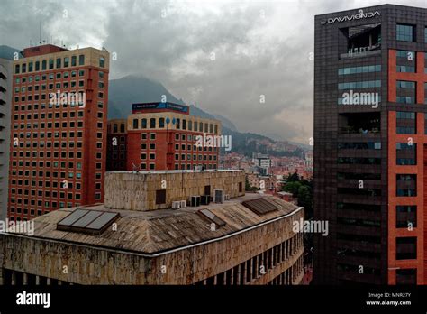 Cityscape and tall buildings in Bogota, Colombia, during bad weather Stock Photo - Alamy