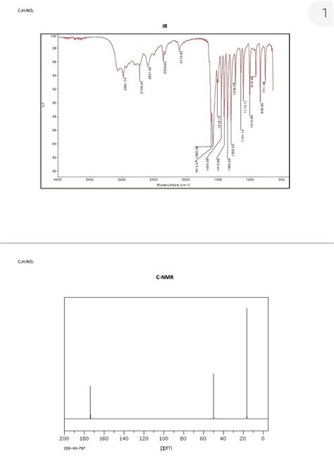 Solved C-NMRC3H7NO2 H-NMR C3H7NO2 Mass Mass Spectrum | Chegg.com