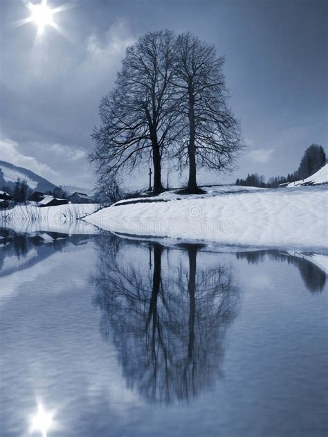 Swiss Winter Landscape by the Lake