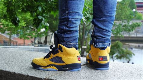 AIR JORDAN 5 "MICHIGAN" INSPIRE "REVIEW AND ON FEET! - YouTube