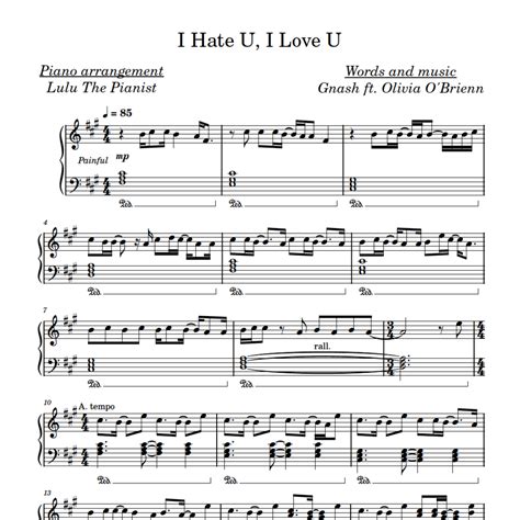 I hate you, i love you - piano sheet