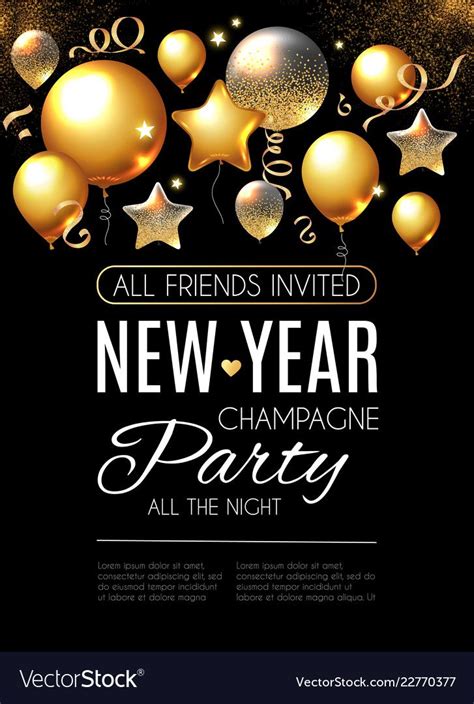 Happy new year party poster template realistic Vector Image | Party poster, Poster template, New ...