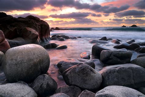 Gray stone sea shore in sunset i HD wallpaper | Wallpaper Flare