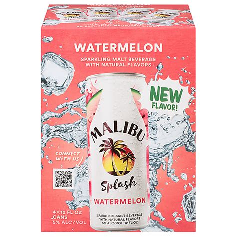 Malibu Splash Watermelon Sparkling Malt Beverage 4 - 12 fl oz Cans | Shop | Elmer's County Market