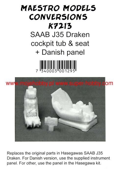 SAAB J35 Draken cockpit set Maestro Models -K7213