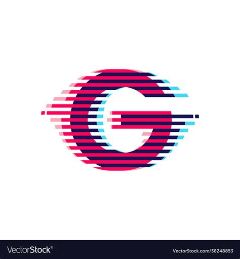 G letter logo with vibrant line glitch effect Vector Image