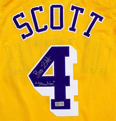 Byron Scott Autographed Los Angeles Yellow Custom Jersey Inscribed Showtime