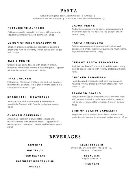 MENUS — Stella's Restaurant & Bar