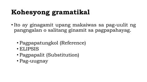 SOLUTION: Mga panandang kohesyong gramatikal 4 - Studypool