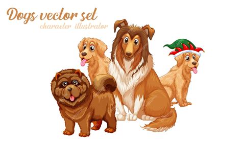 Premium Vector | A group of dogs in cartoon style