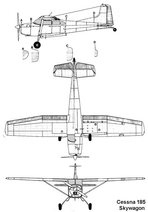 Cessna 185 Blueprint - Download free blueprint for 3D modeling