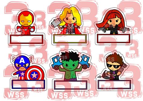 Name Tags Superhero Templates as Toppers or Stickers for - Etsy ...