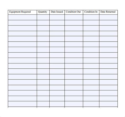 FREE 14+ Sample Equipment Sign Out Sheet Templates in PDF | MS Word | Excel