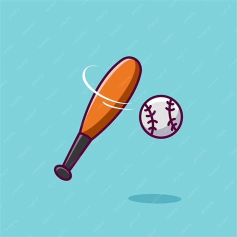 Premium Vector | Wooden baseball bat and ball cartoon