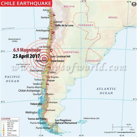 Chile Earthquake Map - Areas affected by Earthquakes in Chile