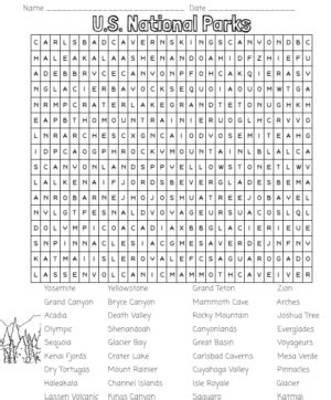 U.S. National Parks Word Search | Made By Teachers
