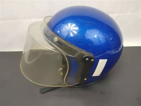 VINTAGE BLUE METAL Flake RG-9 Grant Motorcycle Helmet Open Face W ...