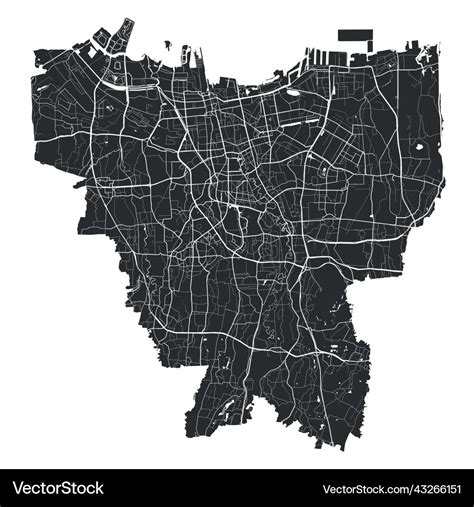 Jakarta map detailed black map of city Royalty Free Vector