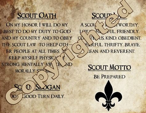 Scout Oath Slogan Law and Motto Wall Art Poster Size or | Etsy