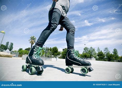 Young Man Roller Skating in a Skate Park Stock Photo - Image of fitness, outdoors: 102697620