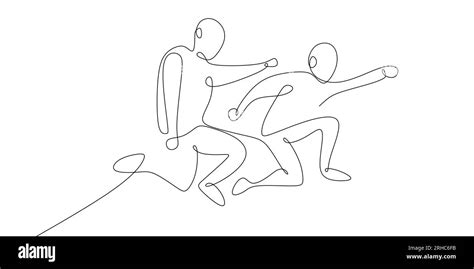 Continuous line drawing of two person jump and rising his hand like powerful character vector ...