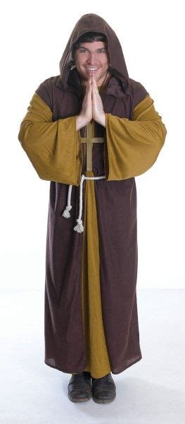 Long Brown Medieval Friar Tuck Fancy Dress Costume-AC708