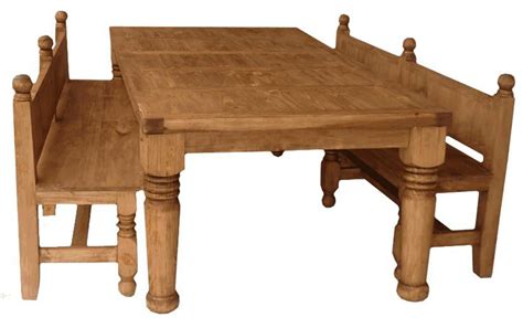 Rustic Dining Table Set With Bench, Dining Table Set