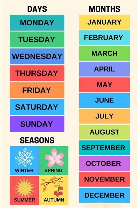 Days months seasons – Artofit