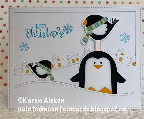 Painted Mountain Cards: Penguin and Crow Christmas Card