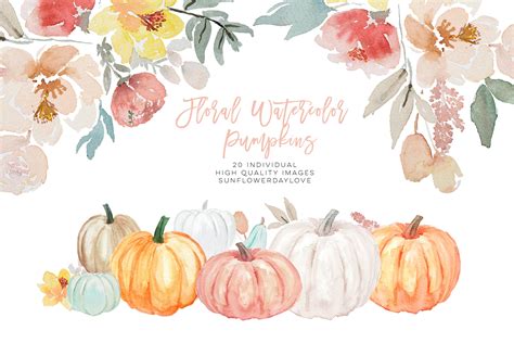 Pumpkin and Floral Watercolor | Illustrations ~ Creative Market