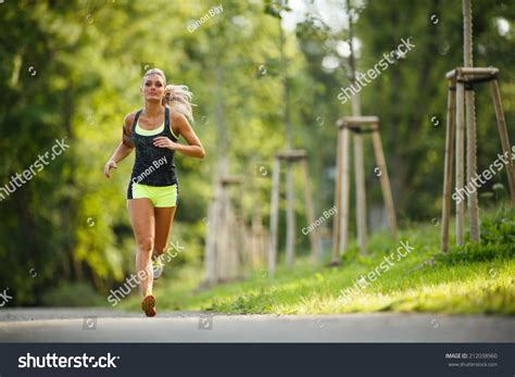 Young Lady Running Woman Runner Running Stock Photo (Edit Now) 212038960