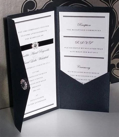 Formal | Black Tie | Diamante | Pocketfold | Wedding Invitation | eBay … | Pocket fold wedding ...