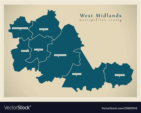 Modern map - west midlands metropolitan county Vector Image