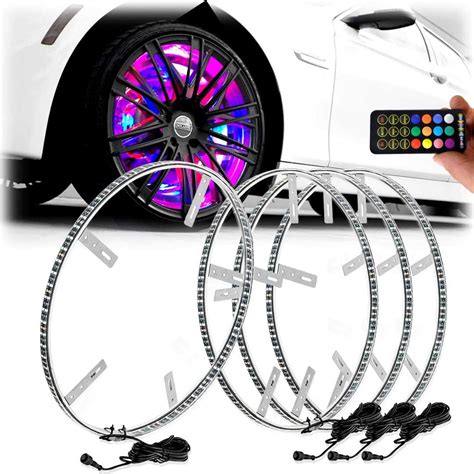 Amazon.com: LED Wheel Lights 15.5" 4 Wheel Set Color Chasing Moving ...