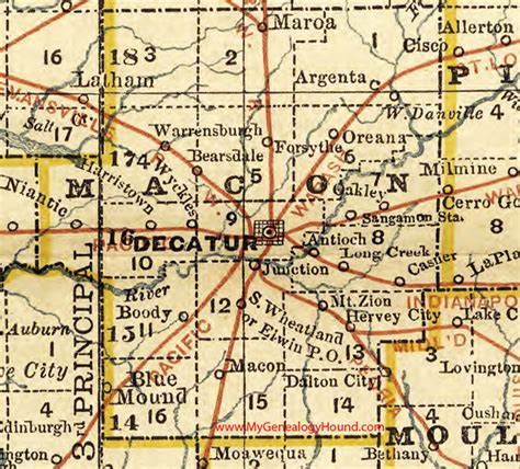 Macon County, Illinois 1881 Map, Decatur