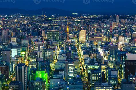 Night view of Nagoya with Nagoya tower in Aichi, Japan 2985916 Stock Photo at Vecteezy