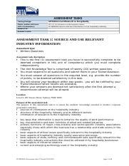 HC3 4.1 Use information on the hospitality industry.docx - ASSESSMENT TASKS Training Package ...